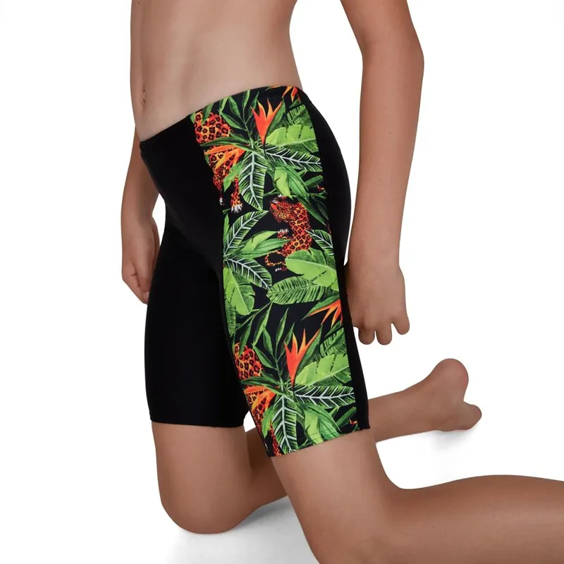 Speedo Boys JungleRoar Allover Panel Jammer Black/Green-2